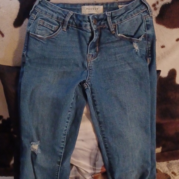 PACSUN, DISTRESSED, LOW RISE, SKINNIEST, STRETCH JEANS W24X36 - Picture 3 of 10